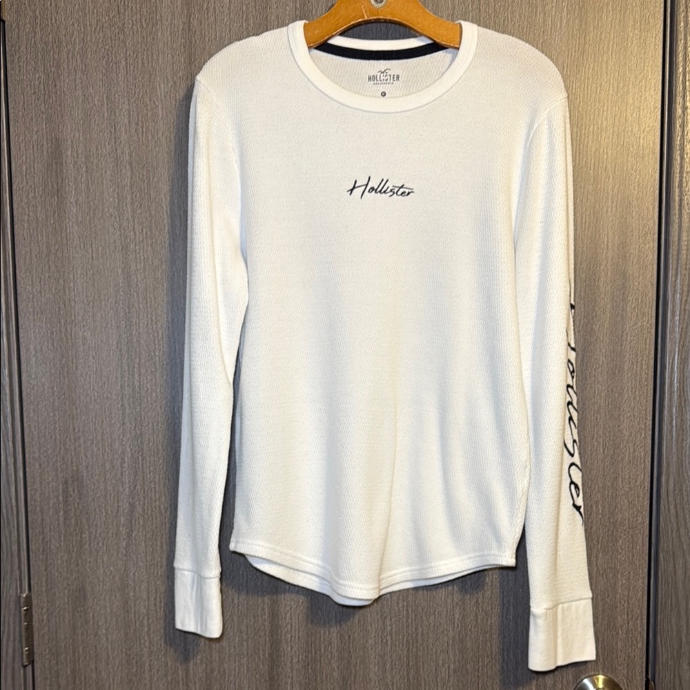 Hollister Men's White Knitted Pullover Long Sleeve Sweater Size Medium EUC